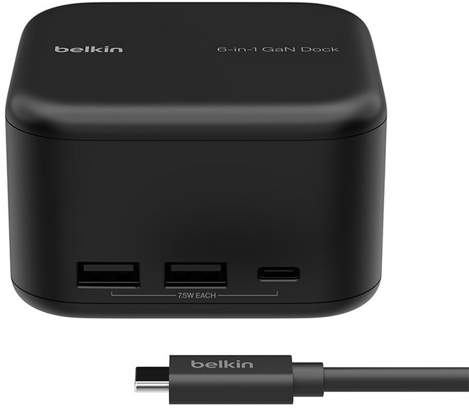 벨킨 USB C 6in1 코어 GaN 독 130W INC018qc, 블랙, 1개