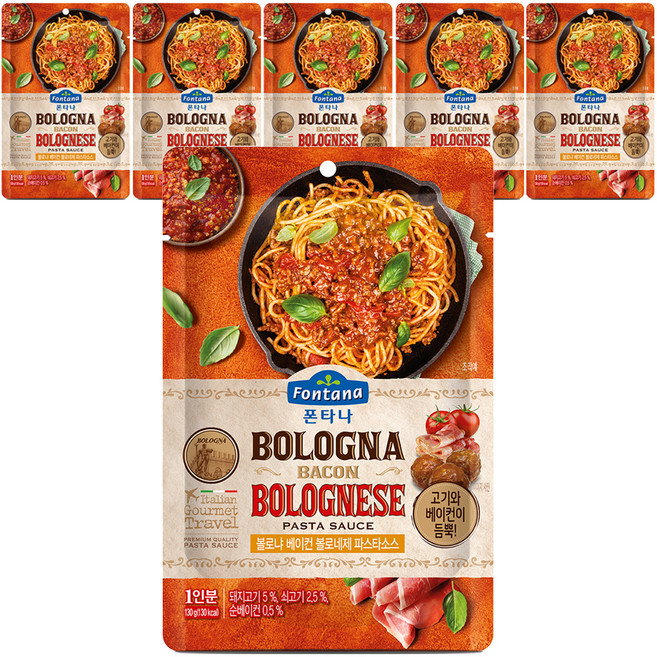폰타나 볼로냐 베이컨 볼로네제 파스타소스, 130g, 6개