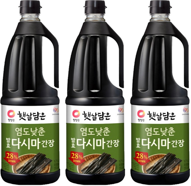 햇살담은 염도 낮춘 발효 다시마 간장, 1.7L, 3개