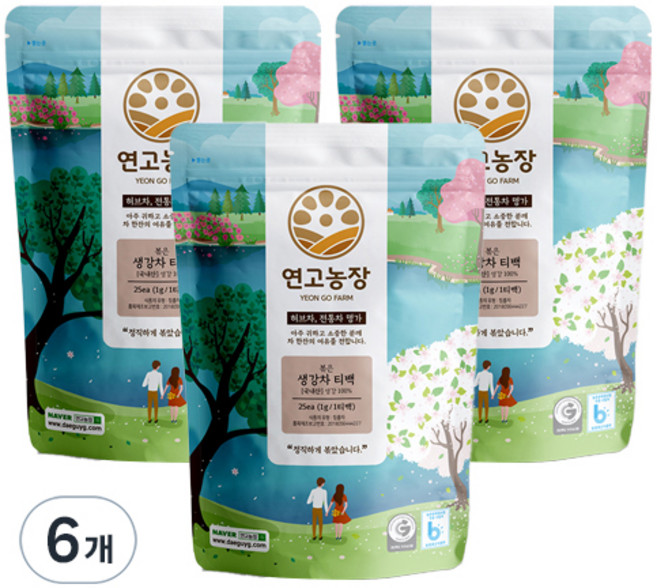 연고농장 생강차 삼각티백, 1g, 25개입, 6개