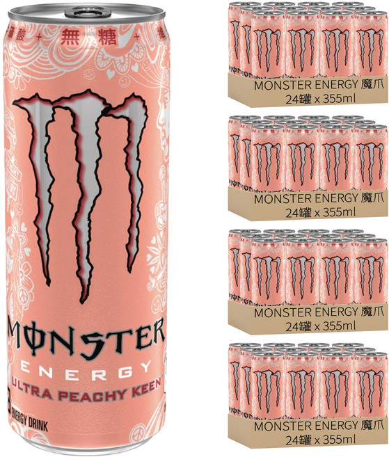 MONSTER ENERGY 魔爪 超越蜜桃閃耀碳酸能量飲料, 96罐, 355ml