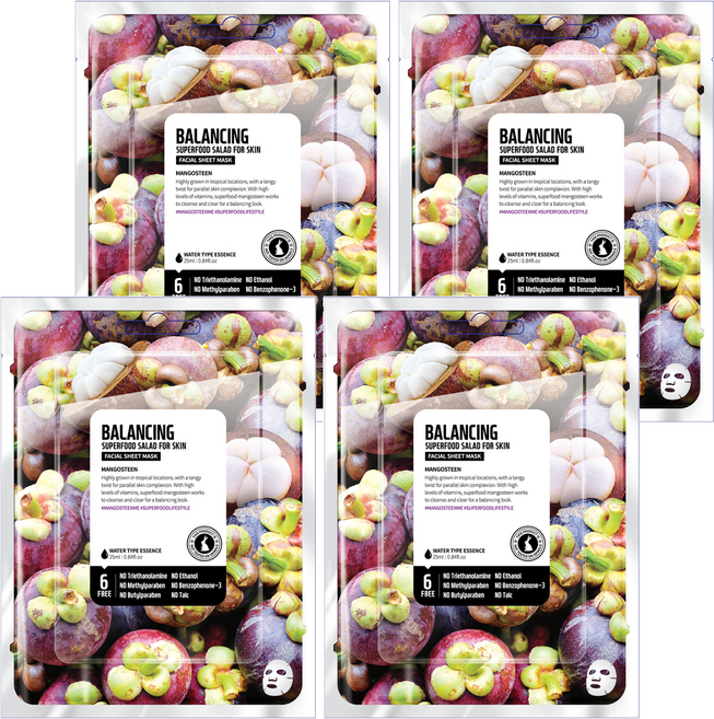 FARM SKIN 超級食物 山竹水型精華面膜 平衡 25ml, 1片, 4包