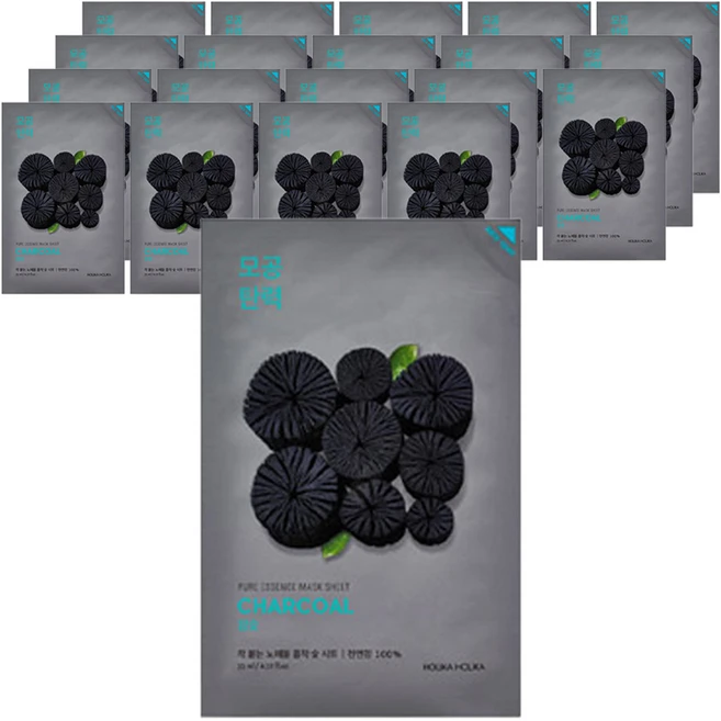 홀리카홀리카 퓨어 에센스 마스크 시트 참숯 23ml, 1개입, 20개 - 쿠팡