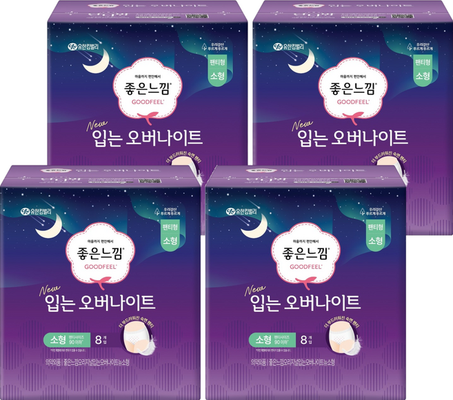 좋은느낌 입는 오버나이트, 소형, 8개입, 4개