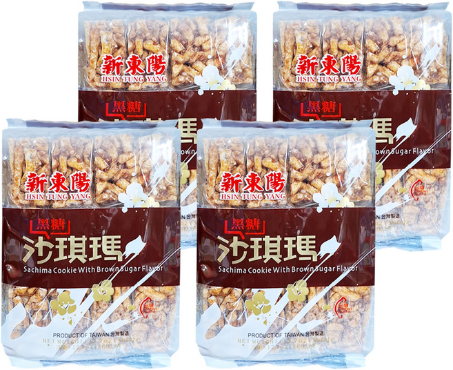 新東陽 黑糖沙琪瑪 12個 香酥鬆軟 口感Q軟不黏牙 濃郁古早味, 360g, 4袋