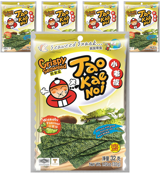 TAO KAE NOI 小老板 厚片海苔 山葵味, 32g, 5包