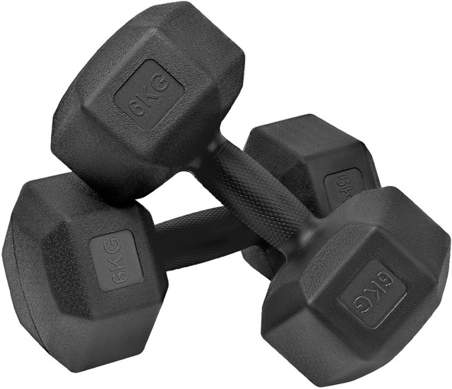 코멧 스포츠 고중량 육각 덤벨 아령 블랙, 6kg, 2개
