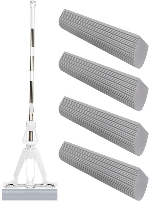 로커스 청소밀대 욕실 바닥 물기 제거기 밀대 + 펄프 4개 세트, 1세트
