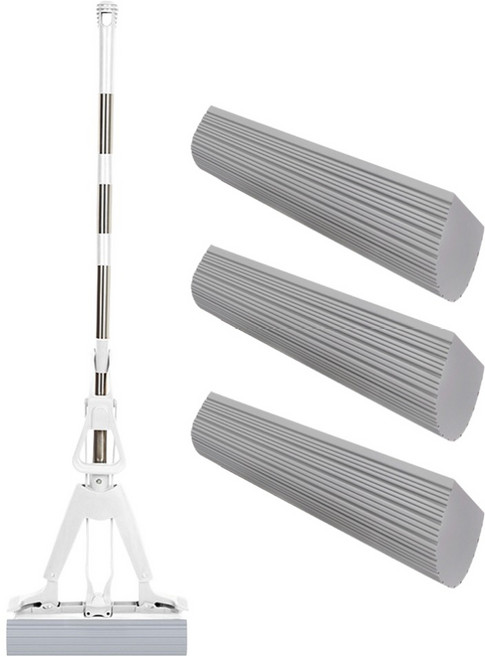 로커스 청소밀대 욕실 바닥 물기 제거기 밀대 + 펄프 3개 세트, 1세트