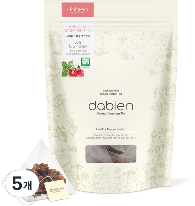 다비앙 유기농 스페셜 로즈힙 티백, 1.5g, 20개입, 5개