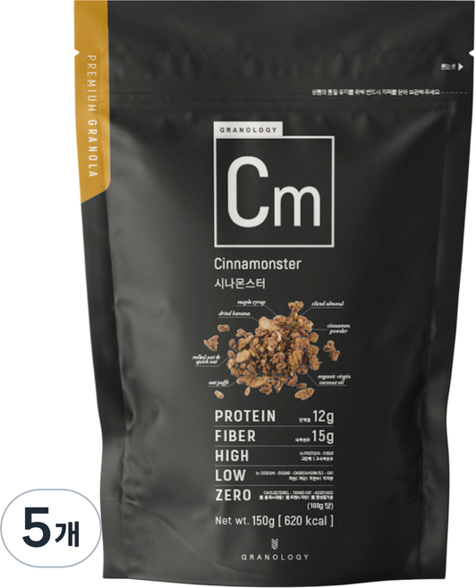 그라놀로지 시나몬스터 그래놀라 시리얼, 150g, 5개