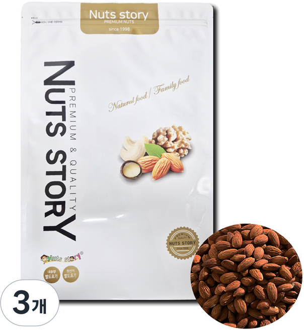너츠스토리 구운아몬드, 1kg, 3개