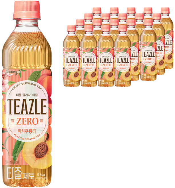 웅진 티즐 제로 피치우롱티, 500ml, 20개