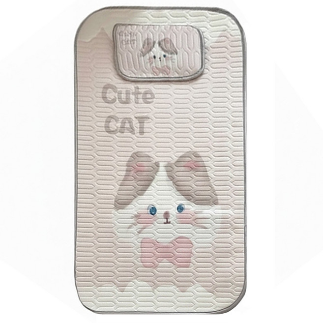 兒童冰絲乳膠涼墊 附同款乳膠枕套, 可愛貓咪, 1個