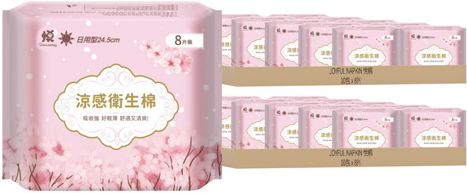 JOYFUL NAPKIN 悅棉 涼感衛生棉, 日用型(24.5cm), 8片, 20包