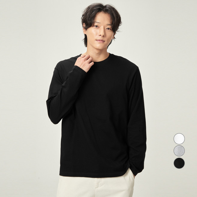 캐럿 남성용 릴렉스핏 고밀도 24수 긴팔 티셔츠