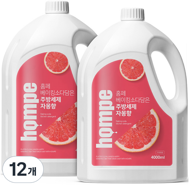 홈페 베이킹소다 담은 주방세제 자몽향, 4L, 12개