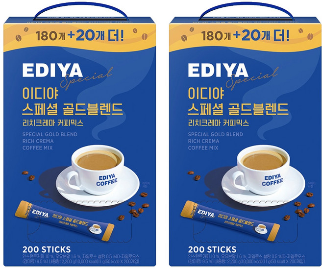 이디야 스페셜 골드블렌드 리치크레마 커피믹스, 11g, 200개입, 2개