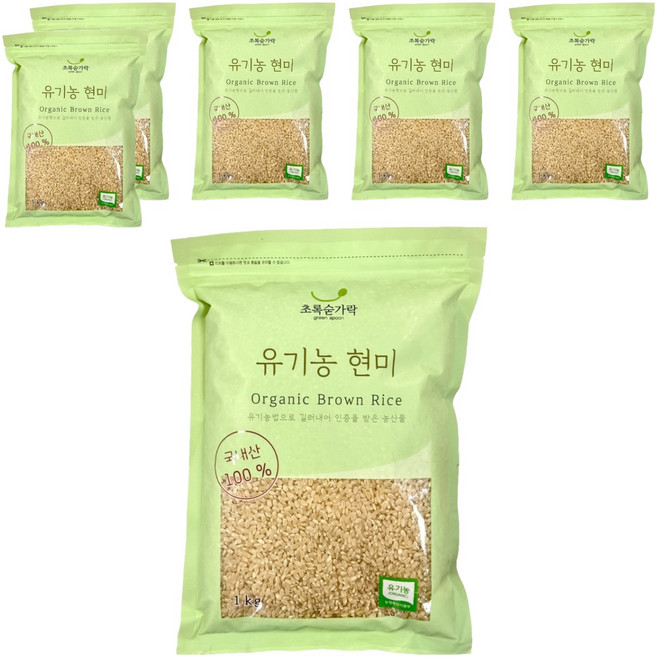 초록숟가락 유기농 현미, 1kg, 6개