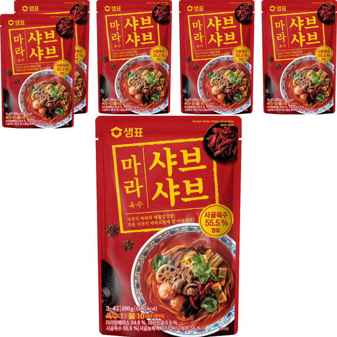 샘표 마라 샤브샤브 육수, 200g, 6개