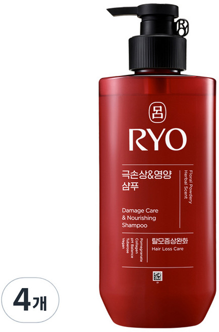 RYO 呂 全方位頭皮養護洗髮精 染燙受損, 480ml, 4個