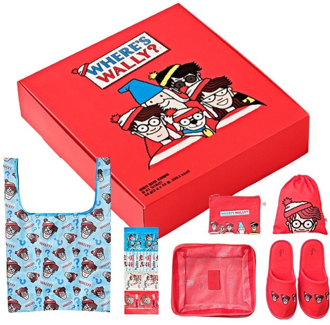 만전김 줄줄이 트래블팩 조미김 32봉 + 실내화 + 파우치 3종 선물세트, 1세트