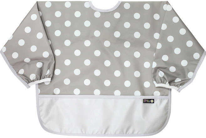 플리에 배색 방수 긴팔 턱받이, 05그레이도트, 1개, 1매