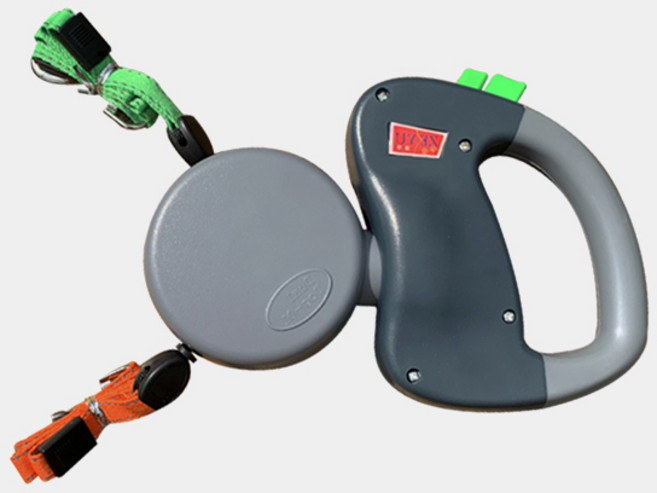 댕댕펫 버튼 듀얼 자동 리드줄, 그레이, 1개