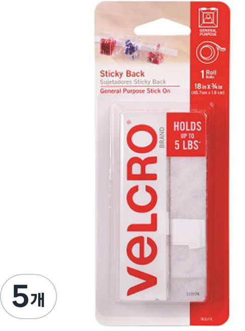 VeLCRO 威扣 一般捲式白色膠帶, 5個