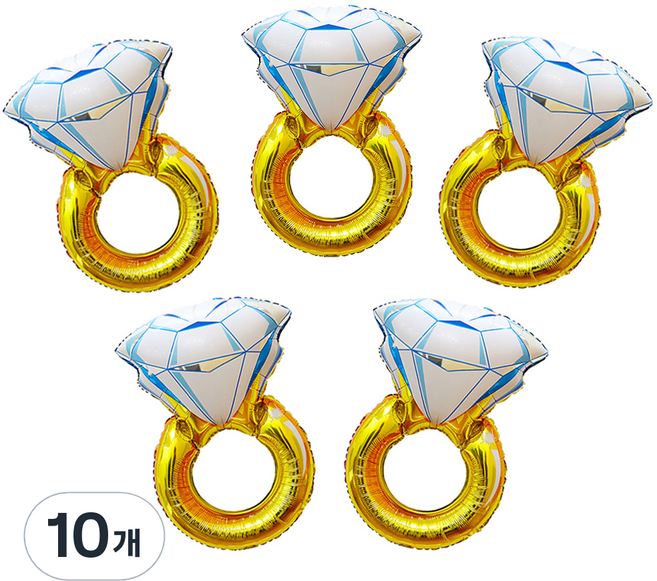 파티공구 다이아몬드 반지 은박 풍선 대, 혼합색상, 10개
