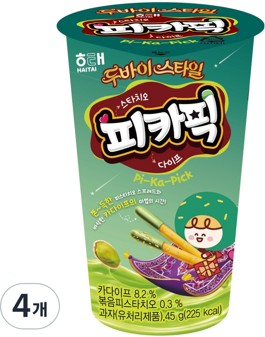 초코픽 피카픽 피스타치오 카다이프, 45g, 4개