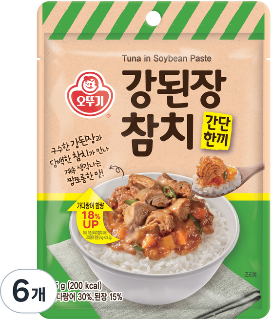 오뚜기 간단한끼 강된장 참치 파우치, 95g, 6개
