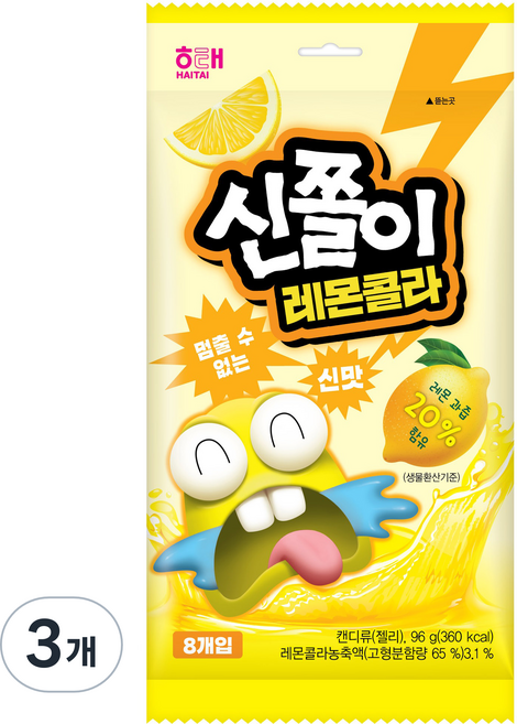 해태제과 신쫄이 레몬콜라, 96g, 3개