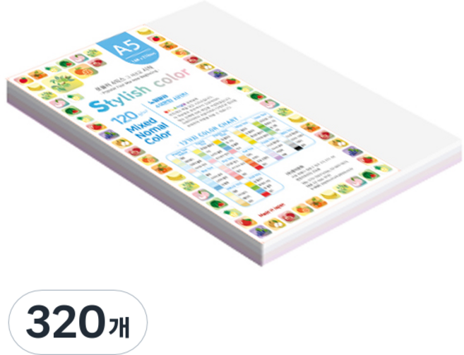 종이문화 스타일리쉬 얇은 혼합색지 120g 09 SN Purple Tone, 320개, A5