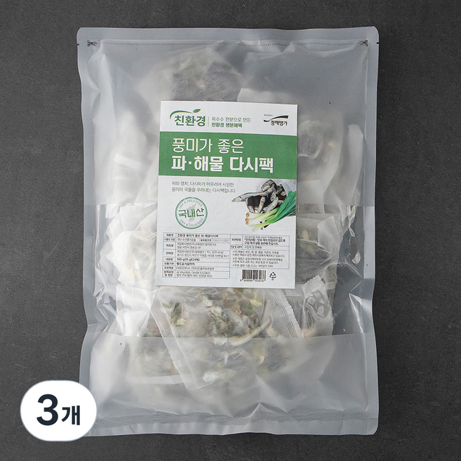 청해명가 친환경 풍미가좋은 파 해물 다시팩, 15g, 24개입, 3개