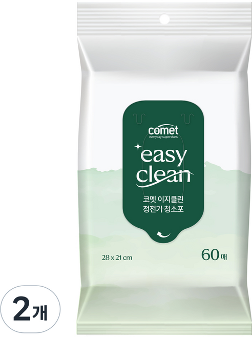 코멧 이지클린 정전기 청소포 표준사이즈 60매, 2개