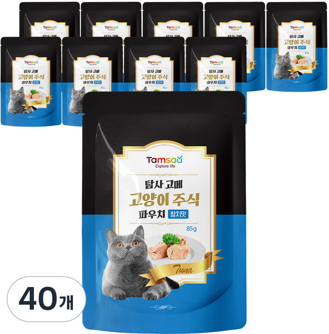 탐사 고양이 고메 주식 파우치, 85g, 40개, 참치