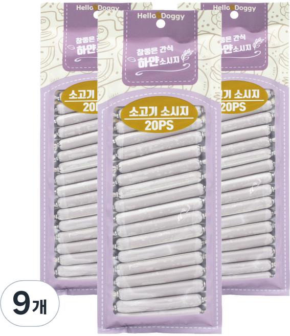 참좋은간식 강아지 하얀소시지, 소고기, 180g, 9개