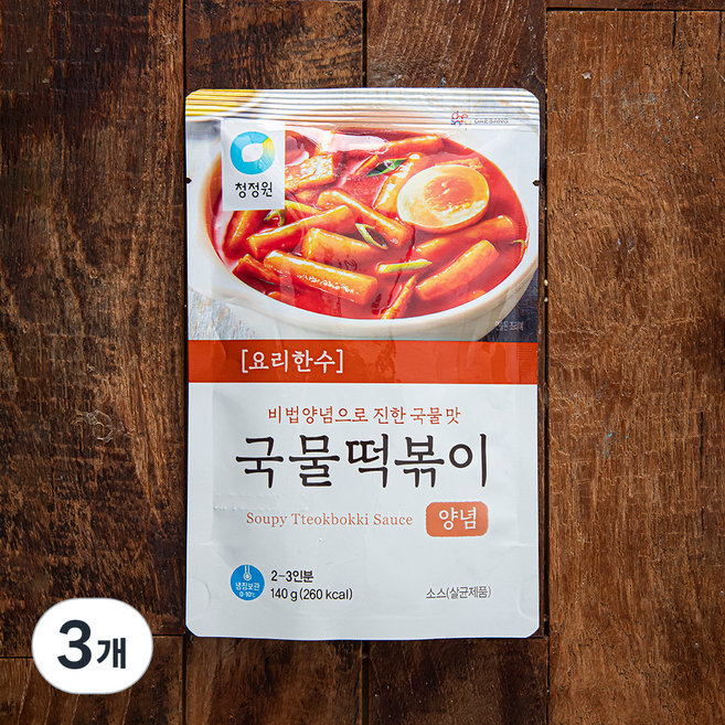 대상 청정원 요리한수 국물떡볶이 양념, 140g, 3개