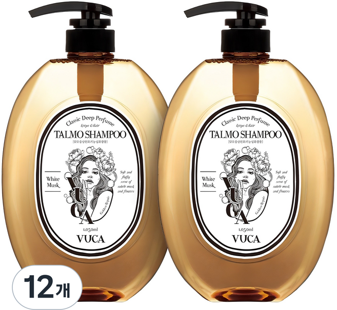 뷰카 클래식 딥 퍼퓸 골드 리페어 탈모 샴푸 화이트머스크향, 1.05L, 12개