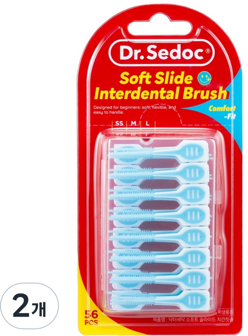 닥터세닥 소프트 슬라이드 치간칫솔 SS~L, 2개, 56개입, 2.1cm