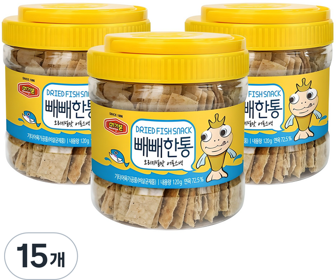 머거본 빼빼한통 오리지널맛 어포스낵, 120g, 15개