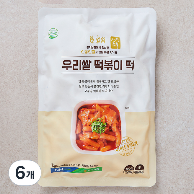 공덕농협농산물가공사업소 우리쌀 떡볶이떡, 1kg, 6개