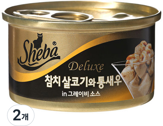 쉬바 고양이 간식캔, 혼합맛(참치살코기/통새우), 85g, 2개
