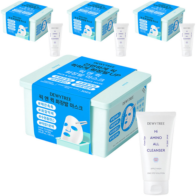 듀이트리 스페셜 픽앤퀵 뽑아쓰는 화장발 마스크+ 하이아미노 폼 50ml, 1개입, 4개