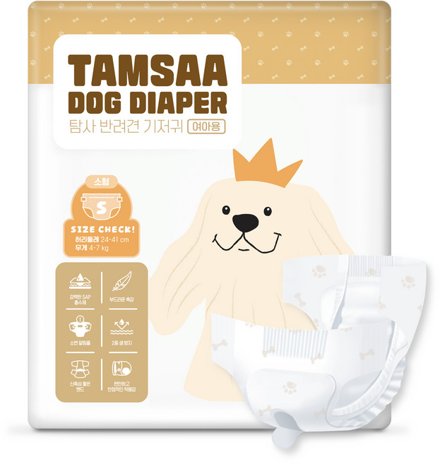 탐사 반려동물 여아용 기저귀 30매, 소형, 1개, 30개입