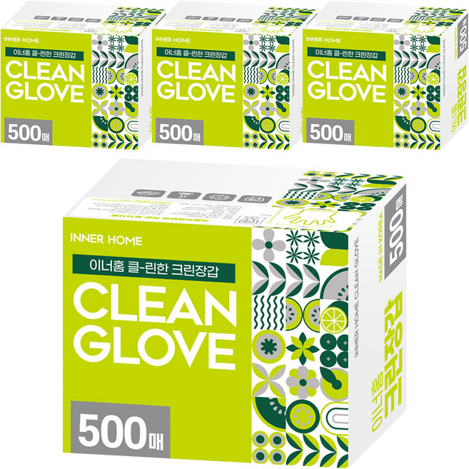 이너홈 클린한 엠보싱 위생장갑, 500개입, 4개