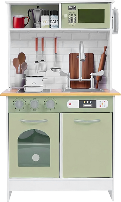 teamson kids 小廚師波士頓現代玩具廚房, 橄欖綠, 1個