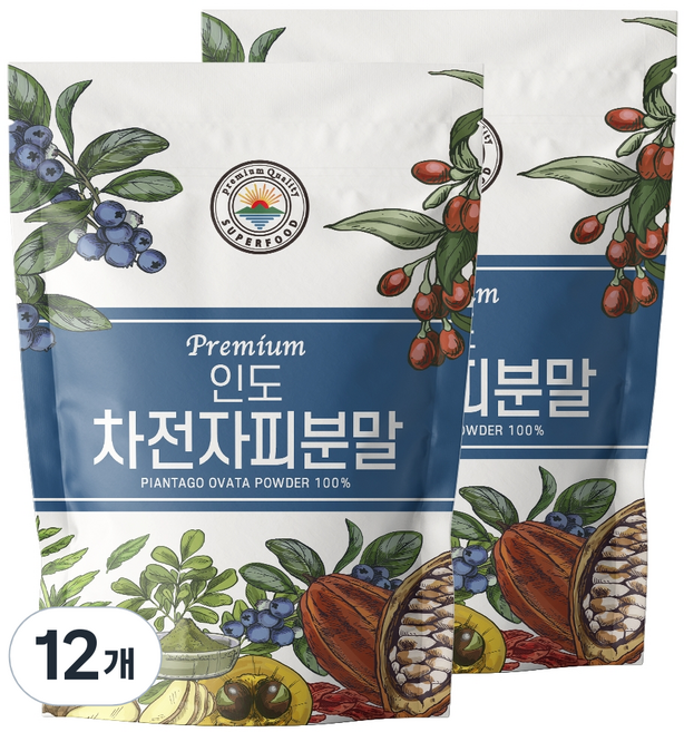해나식품 인도 차전자피분말, 500g, 12개