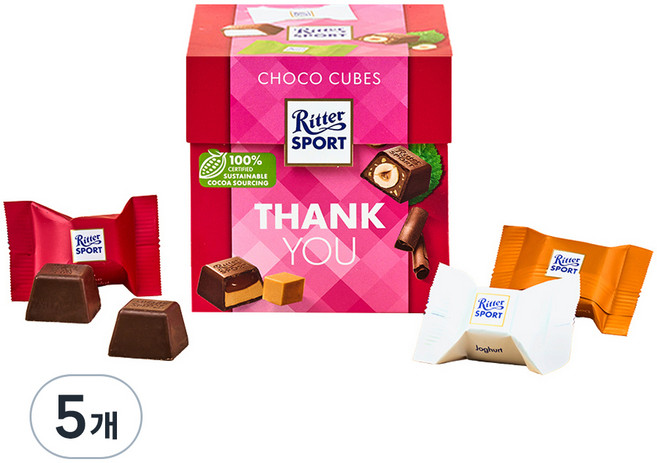 Ritter Sport 巧克力方塊 謝謝, 176g, 5個